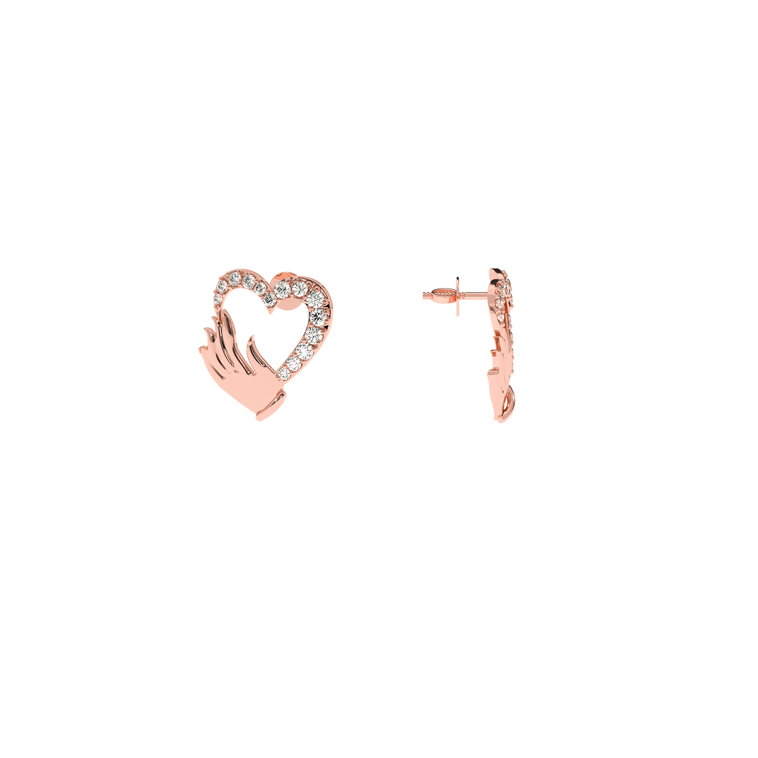 SolitaireKart – 0.28 CT Lab Diamond Embrace Heart Earrings